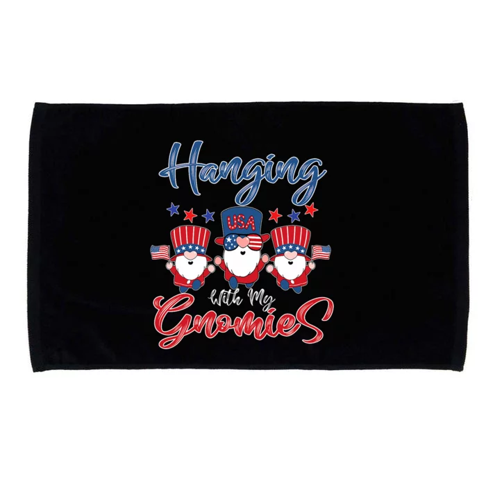 Hanging With My Gnomies Flag American 4th July Microfiber Hand Towel