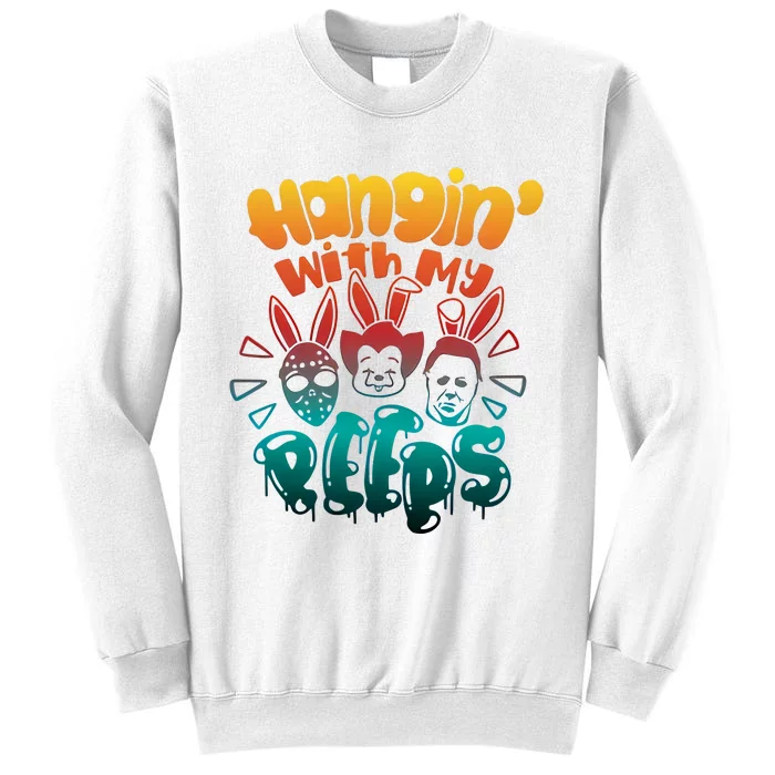 Hangin' With My Peeps Movie Character Easter Scary Easter Bunny Sweatshirt