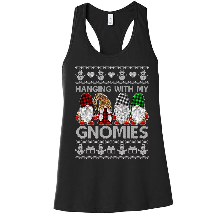 Hanging With My Gnomies Christmas Cute Gnomes Ugly Sweater Women's Racerback Tank