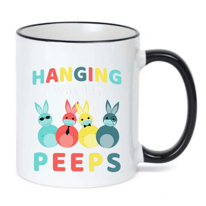 Hanging With My Peeps Colorful Bunny Easter Day Gifts Black Color Changing Mug