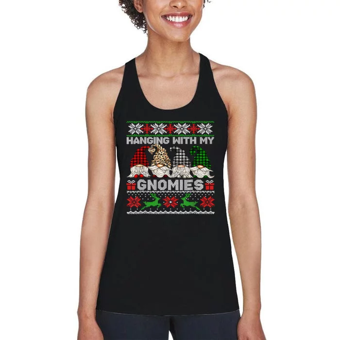 Hanging With My Gnomies Xmas Cute Gnomes Ugly Sweater Women's Racerback Tank