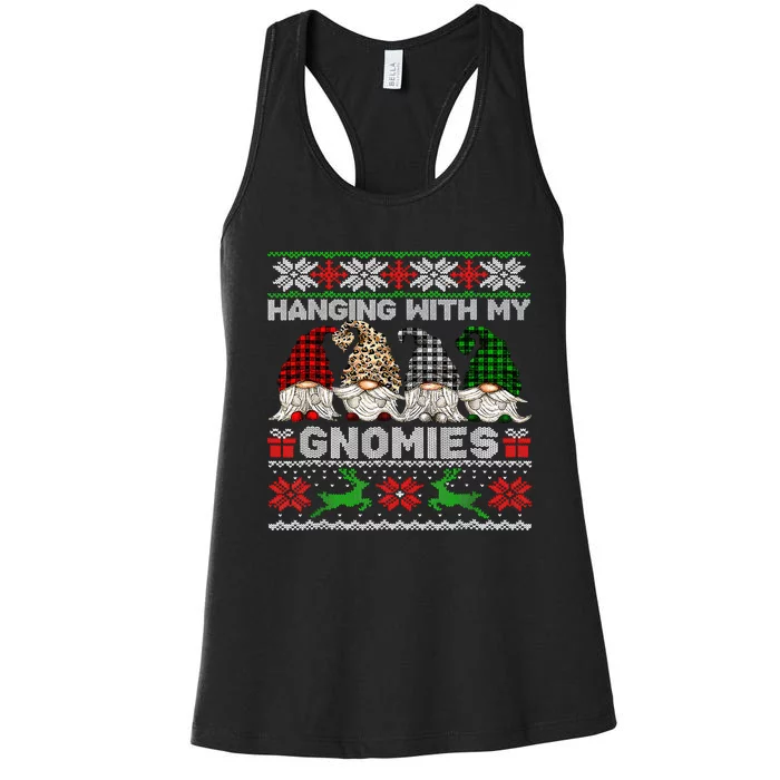 Hanging With My Gnomies Xmas Cute Gnomes Ugly Sweater Women's Racerback Tank