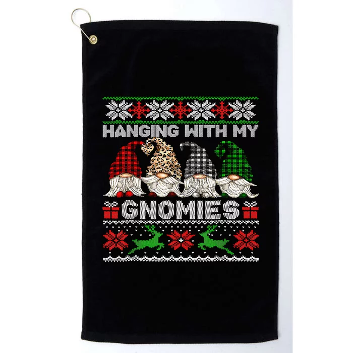 Hanging With My Gnomies Xmas Cute Gnomes Ugly Sweater Platinum Collection Golf Towel