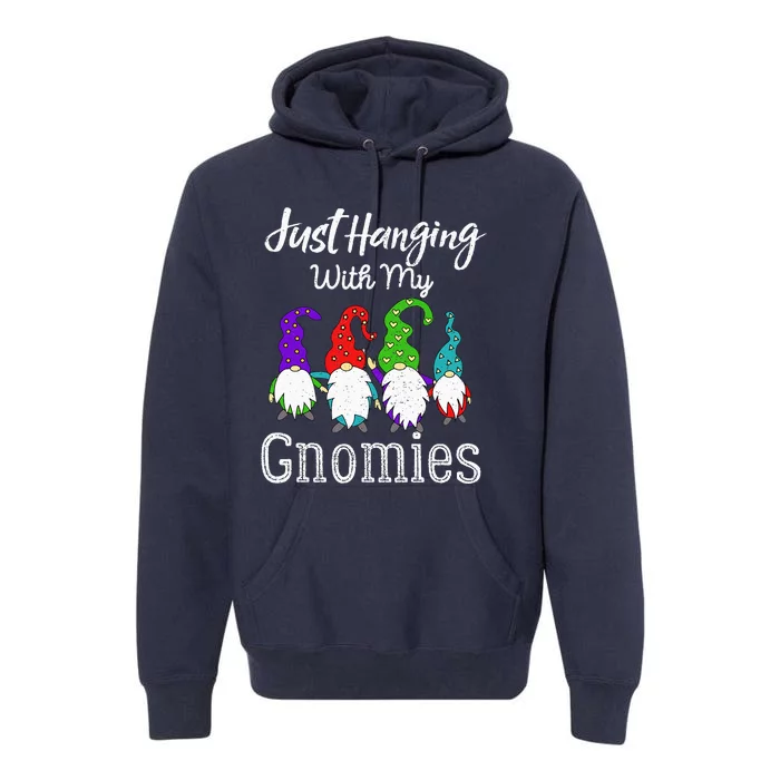 Hanging With My Gnomies Funny Garden Gnome Graphics Premium Hoodie