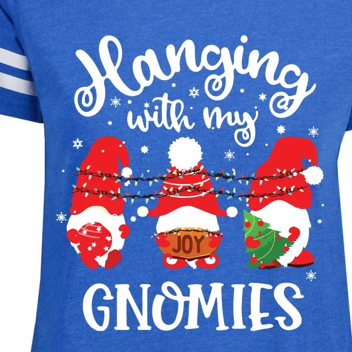 Hanging With My Gnomies Funny Gnome Friend Christmas Enza Ladies Jersey Football T-Shirt