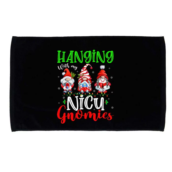 Hanging With My Nicu Gnomies Cute Xmas Lights Gnome Nurse Microfiber Hand Towel