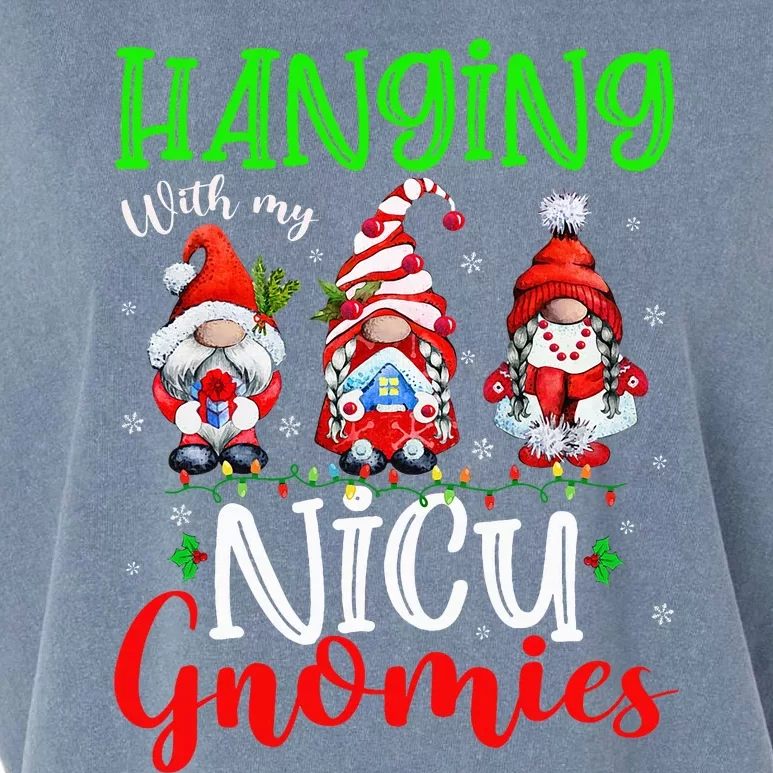 Hanging With My Nicu Gnomies Cute Xmas Lights Gnome Nurse Garment-Dyed Women's Muscle Tee