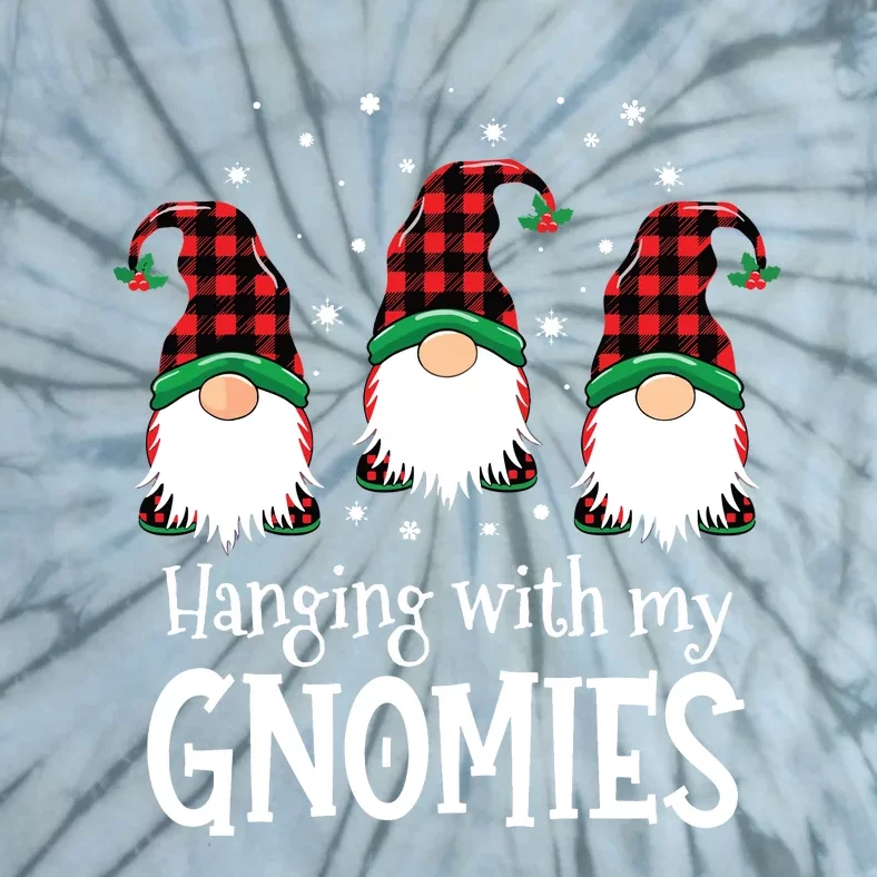 Hanging With My Gnomies Funny Red Plaid Christmas Gnome Tie-Dye T-Shirt