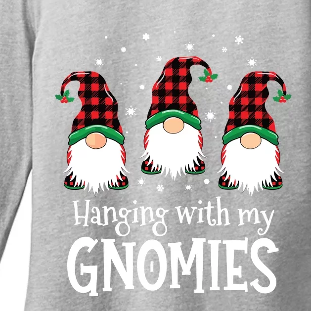 Hanging With My Gnomies Funny Red Plaid Christmas Gnome Womens CVC Long Sleeve Shirt