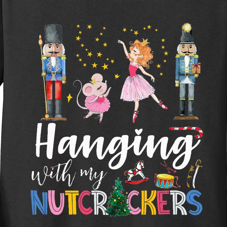 Hanging With My Nutcrackers Squad Christmas Ballet Dance Kids Long Sleeve Shirt