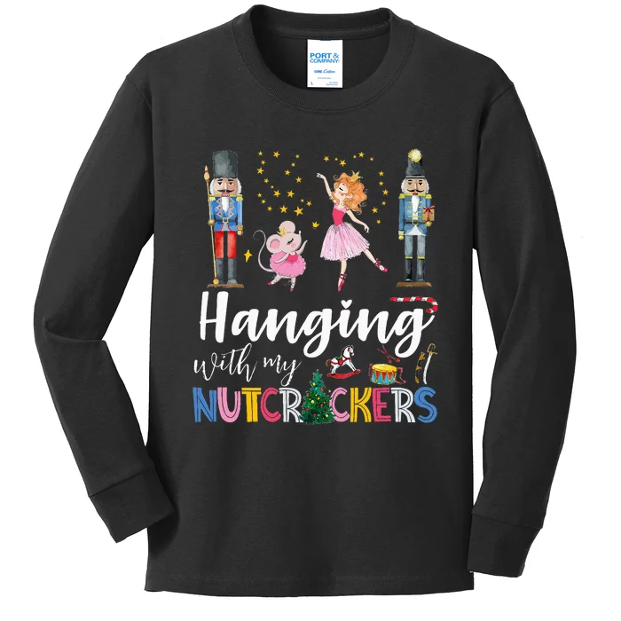 Hanging With My Nutcrackers Squad Christmas Ballet Dance Kids Long Sleeve Shirt