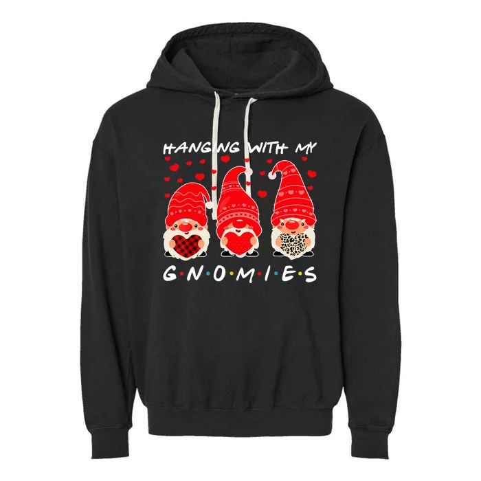 Hanging with my Gnomies Red Plaid Valentines Day Boy Girl Garment-Dyed Fleece Hoodie