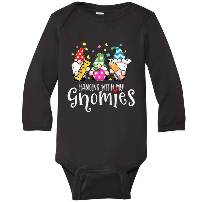 Hanging With My Gnomies Merry Christmas Teacher Gnomes Pjs Baby Long Sleeve Bodysuit