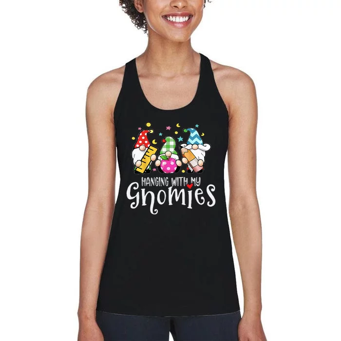 Hanging With My Gnomies Merry Christmas Teacher Gnomes Pjs Women's Racerback Tank