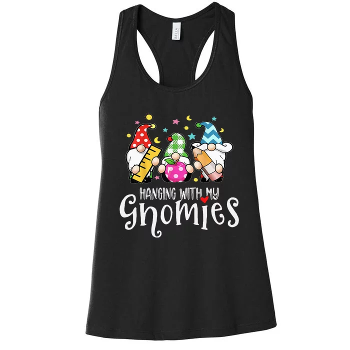 Hanging With My Gnomies Merry Christmas Teacher Gnomes Pjs Women's Racerback Tank