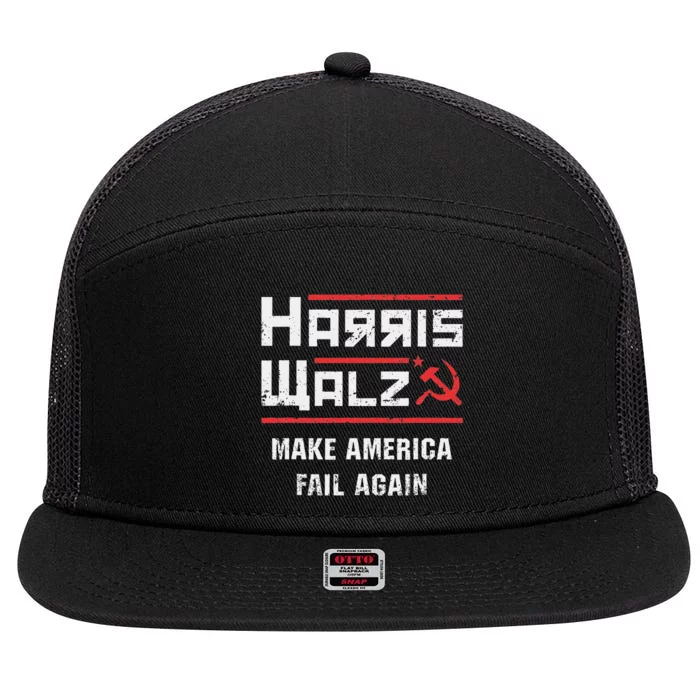 Harris Walz Make America Fail Again Anti Kamala Socialist 7 Panel Mesh Trucker Snapback Hat