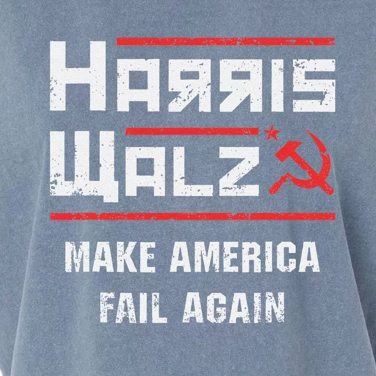 Harris Walz Make America Fail Again Anti Kamala Socialist Garment-Dyed Women's Muscle Tee