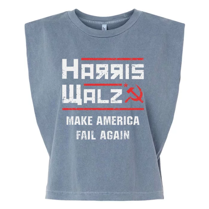 Harris Walz Make America Fail Again Anti Kamala Socialist Garment-Dyed Women's Muscle Tee