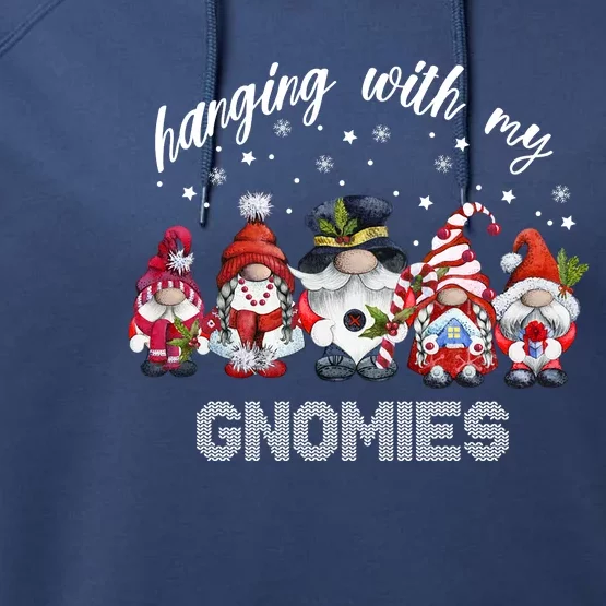 Hanging With My Gnomies Funny Garden Gift For Christmas Performance Fleece Hoodie