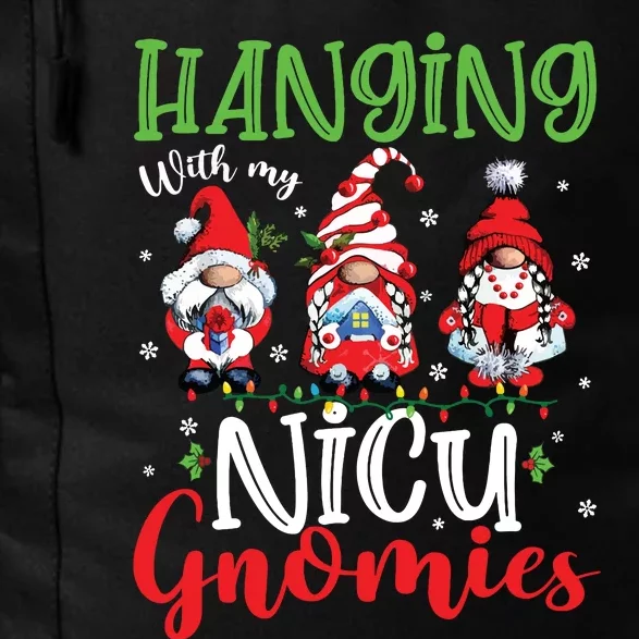 Hanging With My Nicu Gnomies Cute Xmas Lights Gnome Nurse Daily Commute Backpack