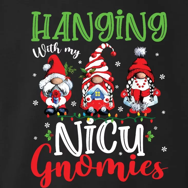 Hanging With My Nicu Gnomies Cute Xmas Lights Gnome Nurse Toddler Hoodie