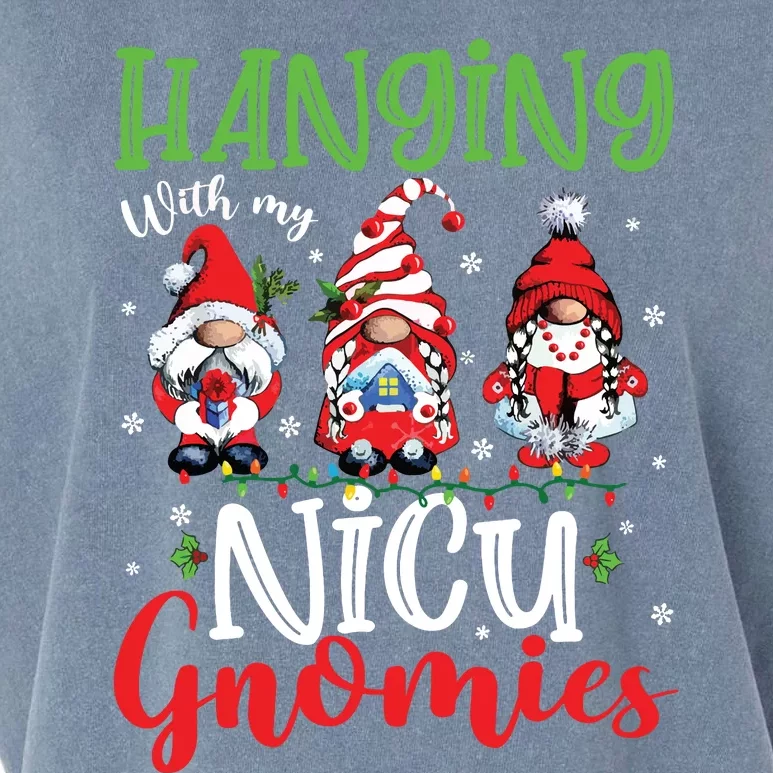 Hanging With My Nicu Gnomies Cute Xmas Lights Gnome Nurse Garment-Dyed Women's Muscle Tee