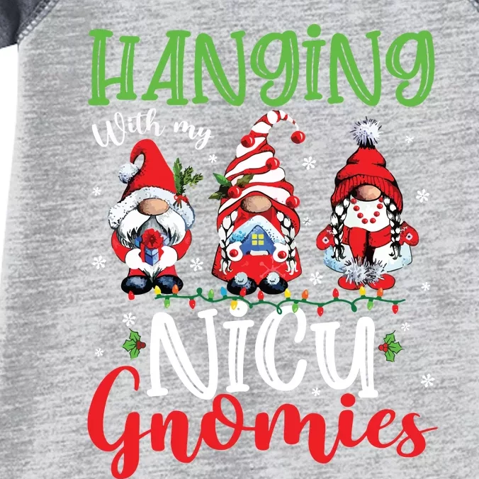 Hanging With My Nicu Gnomies Cute Xmas Lights Gnome Nurse Infant Baby Jersey Bodysuit