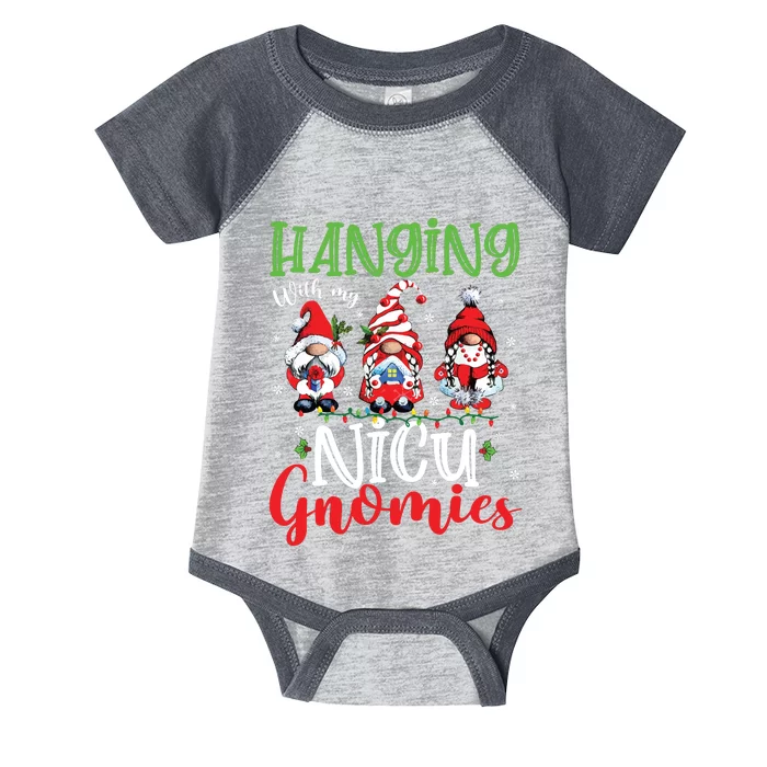 Hanging With My Nicu Gnomies Cute Xmas Lights Gnome Nurse Infant Baby Jersey Bodysuit