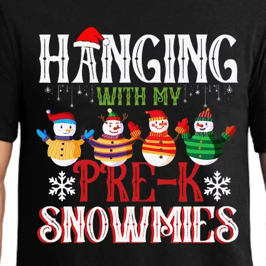 Hanging With My Prek Snowmies Teacher Christmas Pajama Set