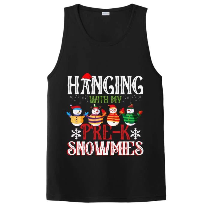 Hanging With My Prek Snowmies Teacher Christmas Performance Tank