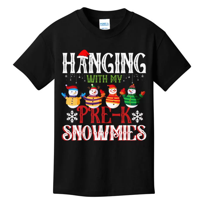 Hanging With My Prek Snowmies Teacher Christmas Kids T-Shirt