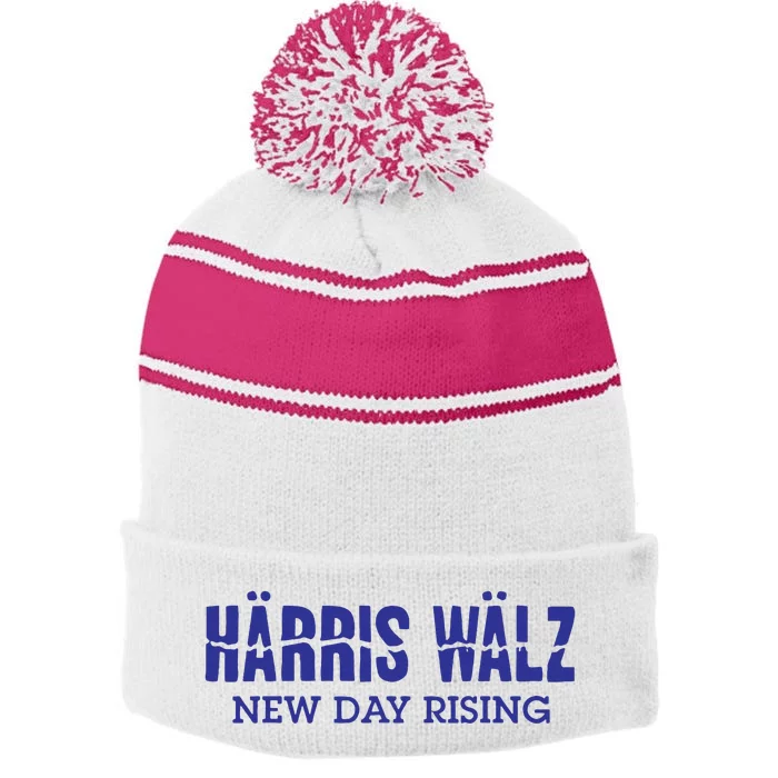 Harris Walz New Day Rising Stripe Pom Pom Beanie