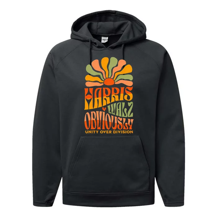 Harris Walz Obviously Unity Over Division Harris Walz 2024 Performance Fleece Hoodie