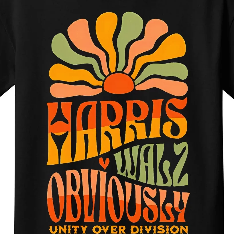 Harris Walz Obviously Unity Over Division Harris Walz 2024 Kids T-Shirt