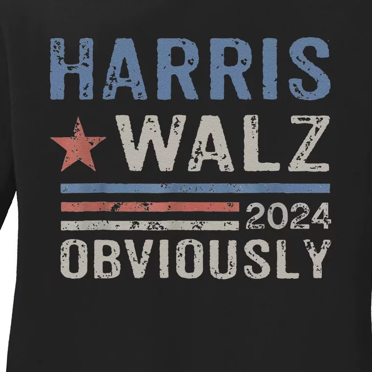 Harris Walz Obviously 2024 Harris Tim Walz Waltz 2024 Ladies Long Sleeve Shirt