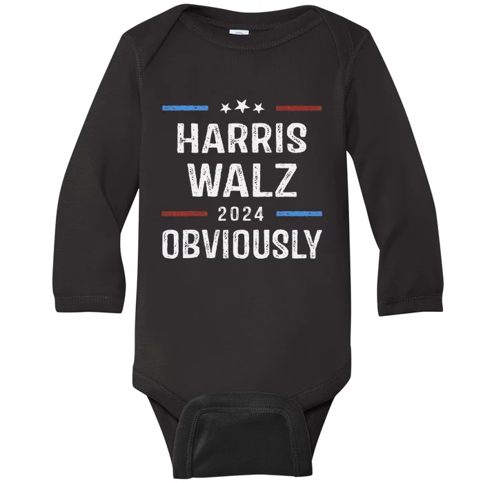 Harris Walz Obviously 2024 Harris Tim Walz Waltz 2024 Baby Long Sleeve Bodysuit