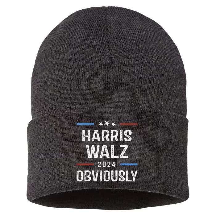 Harris Walz Obviously 2024 Harris Tim Walz Waltz 2024 Sustainable Knit Beanie