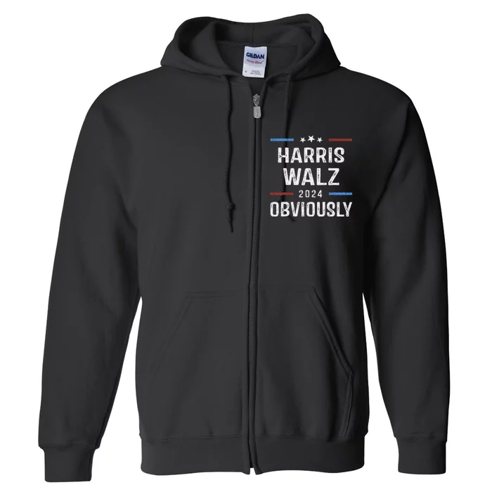 Harris Walz Obviously 2024 Harris Tim Walz Waltz 2024 Full Zip Hoodie