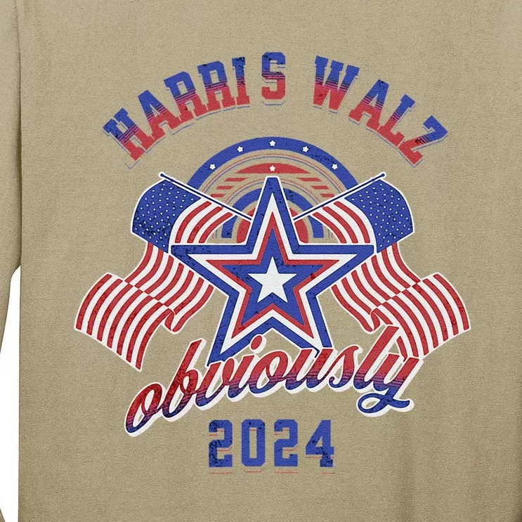 Harris Walz Obviously Kamala Harris Tim Waltz Election 2024 Tall Long Sleeve T-Shirt