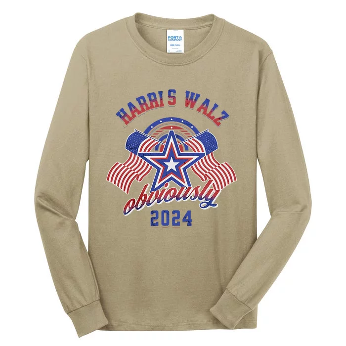 Harris Walz Obviously Kamala Harris Tim Waltz Election 2024 Tall Long Sleeve T-Shirt