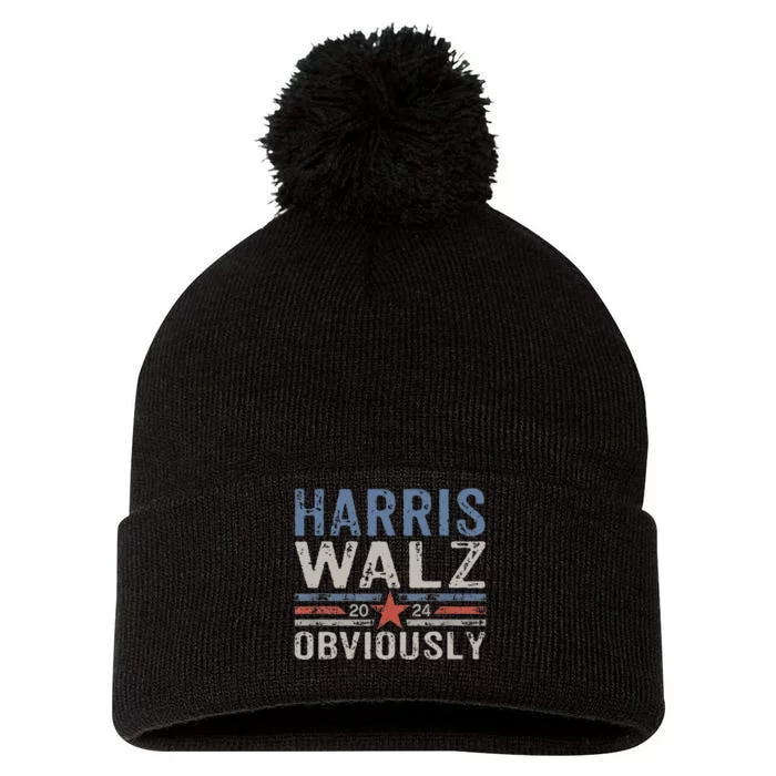 Harris Walz Obviously 2024 Harris Tim Walz Waltz 2024 Gift Pom Pom 12in Knit Beanie