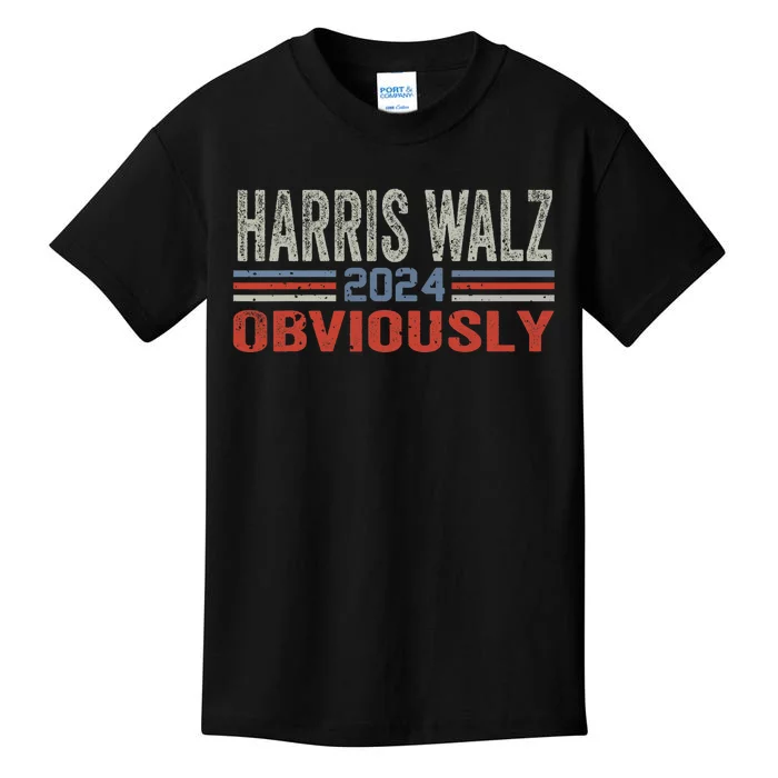 Harris Walz. Obviously. Kamala Harris Tim Walz (Waltz) 2024 Kids T-Shirt