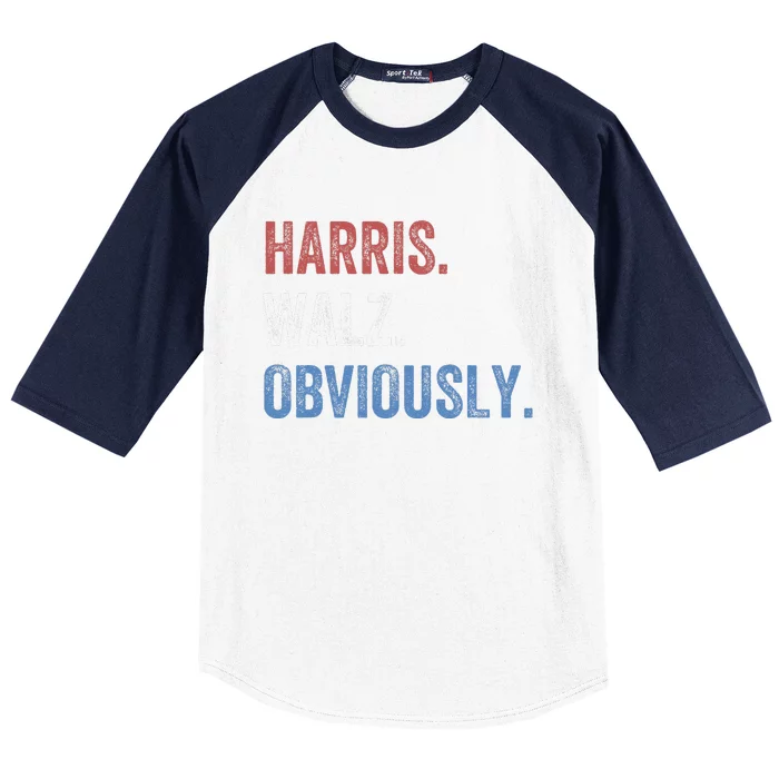 Harris. Walz. Obviously Kamala Harris & Tim Walz 2024 Baseball Sleeve Shirt