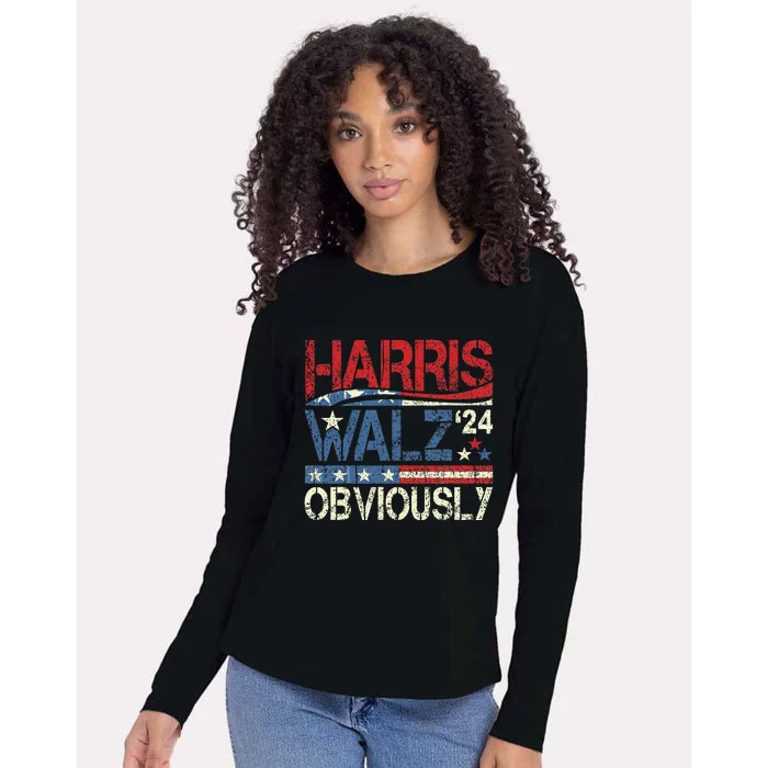 Harris Walz Obviously! Harris Waltz 2024 Election Gift Womens Cotton Relaxed Long Sleeve T-Shirt