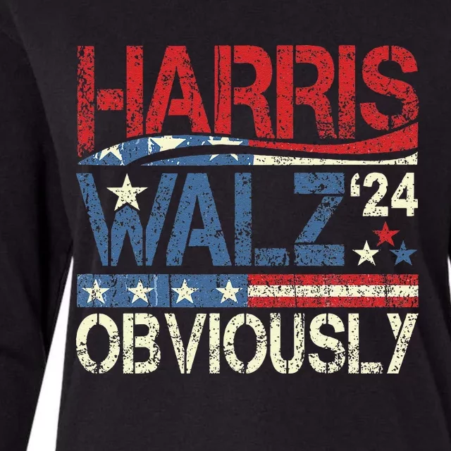 Harris Walz Obviously! Harris Waltz 2024 Election Gift Womens Cotton Relaxed Long Sleeve T-Shirt