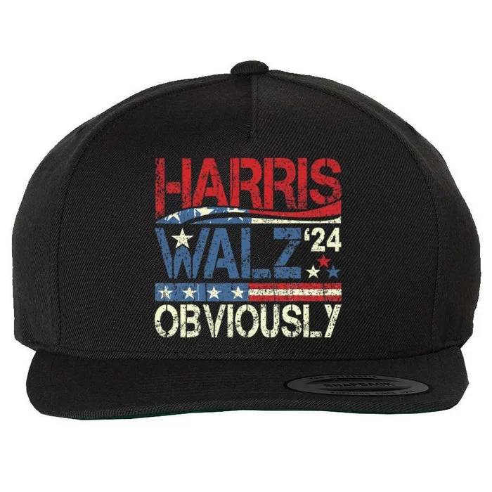 Harris Walz Obviously! Harris Waltz 2024 Election Gift Wool Snapback Cap