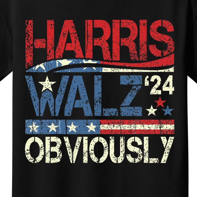 Harris Walz Obviously! Harris Waltz 2024 Election Gift Kids T-Shirt