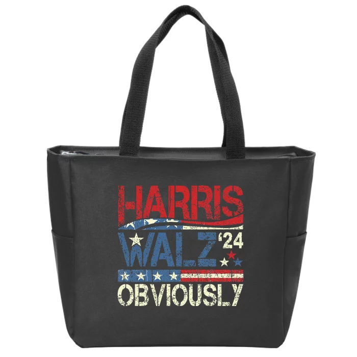 Harris Walz Obviously! Harris Waltz 2024 Election Gift Zip Tote Bag