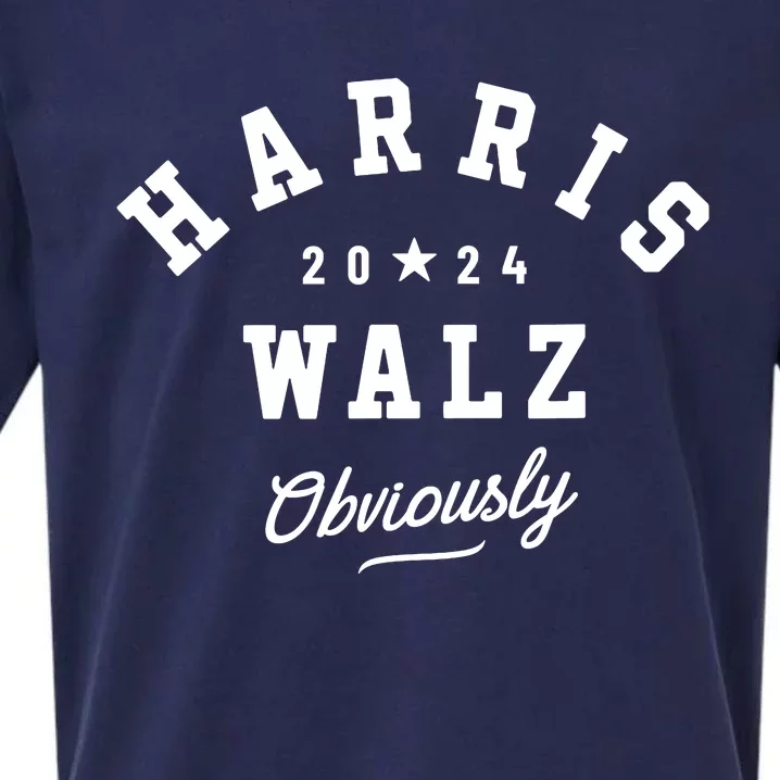 Harris Walz Obviously 2024 Elegant Minimalist Sueded Cloud Jersey T-Shirt