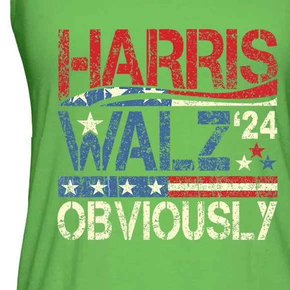 Harris Walz Obviously! Harris Waltz 2024 Election Ladies Essential Flowy Tank